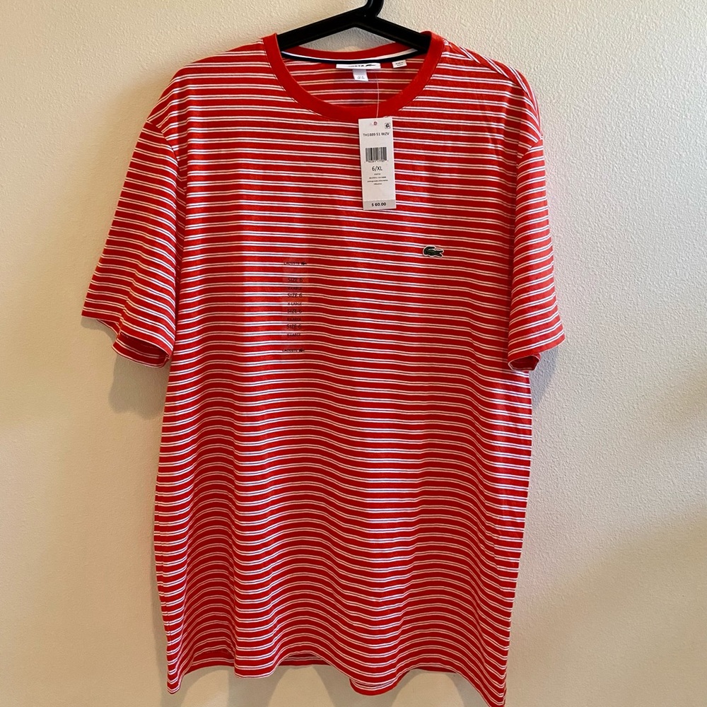 Lacoste Striped Orange Tee
